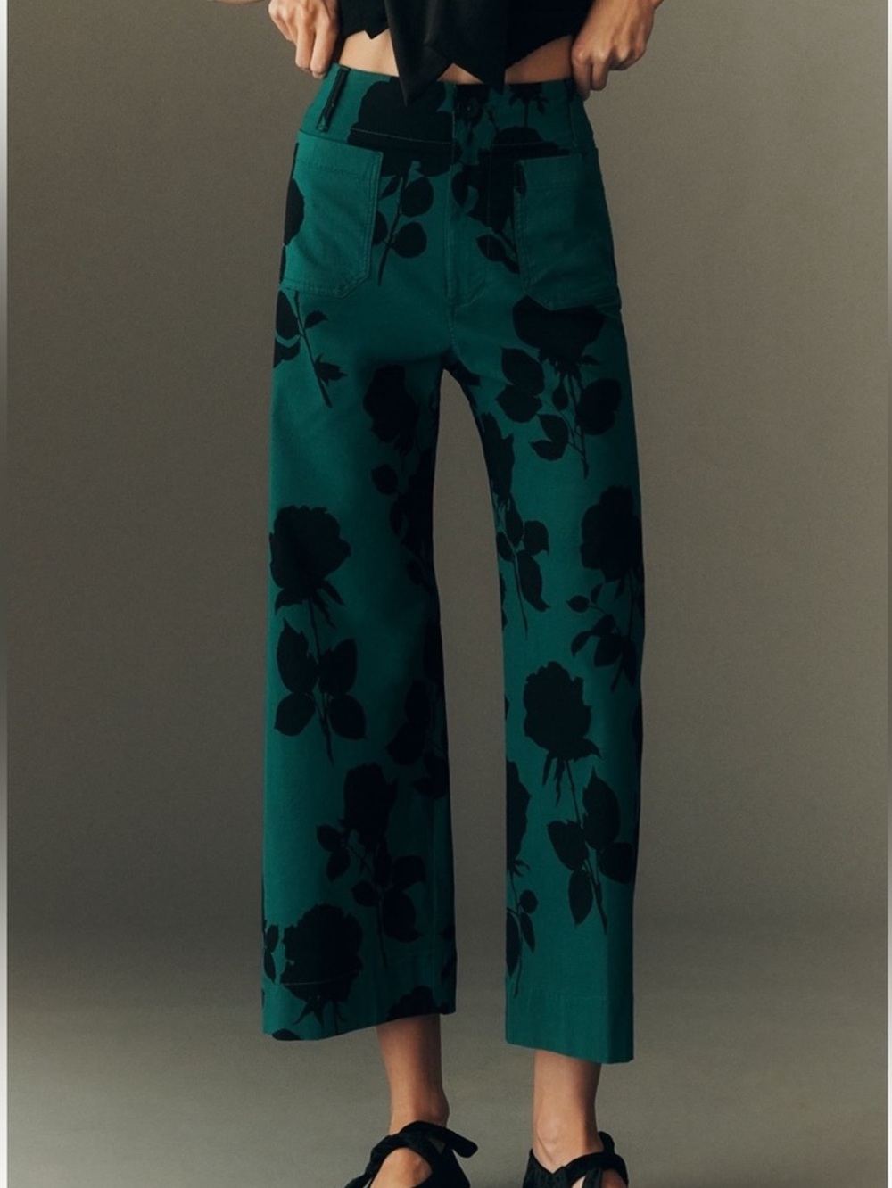 Anthropologie Colette Pants Maeve Cropped Wide-Leg Pants Magic Fabric New 28